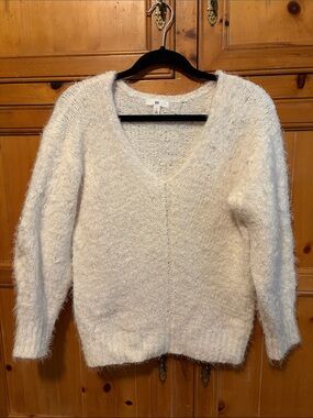 BP Cream Fuzzy V-Neck Sweater